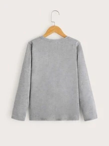 SHEIN Boys Letter Graphic Colourblock Tee - Light Grey - View 2