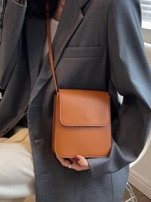 Mini Letter Embossed Flap Square Bag Lightweight Fashion White-Collar Workers College Work Business Commute Office Bags For Phone Bag With Free Wallet Phone Fluffy Bag Teacher Gifts Gift For Girlfriend Women Gifts Purses And Wallets Women Wallet Wallet For Women Gifts For Women Women's Wallet - Khaki - View 4