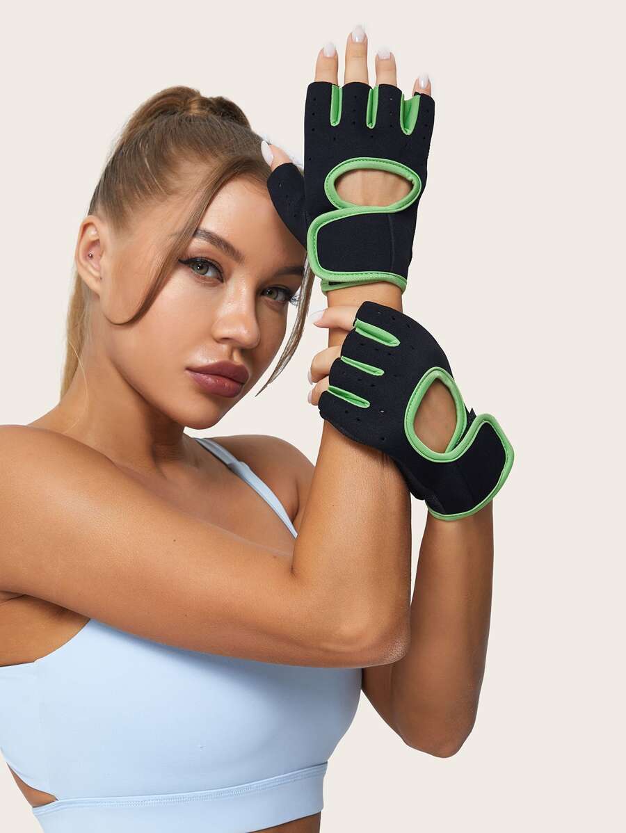 1pair Outdoor Half-finger Gloves - Black - View 1