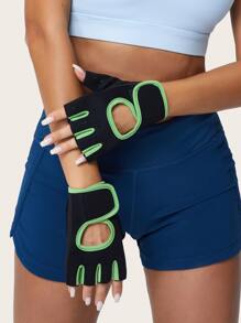 1pair Outdoor Half-finger Gloves - Black - View 6