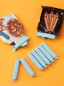 SHEIN Basic living 10pcs Portable New Kitchen Storage Food Snack Seal, Sealing Bag Clips, Sealer Clamp, Plastic Tool Kitchen Accessory - Baby Blue - View 1