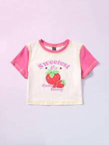 SHEIN ICON Letter Graphic Stitching Detail Crop Tee - Multicolor - View 4