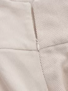 SHEIN MOD High Waist Fold Pleated Cord Skirt - Apricot - View 4