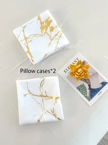 1pair Metallic Graphic Print Pillowcase Without Filler - White - View 6