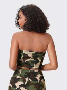 Kesha Alein Camo Print Bustier Tube Top - Multicolor - View 2