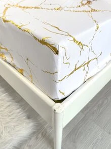 Metallic Marble Print Fitted Sheet Set Without Filler