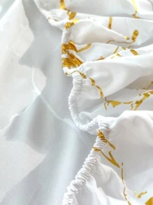 Metallic Marble Print Fitted Sheet Set Without Filler