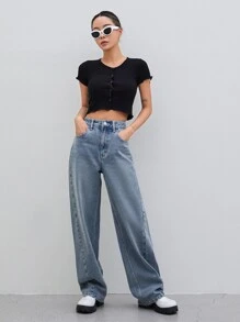 DAZY Jeans de pierna ancha - Lavado ligero - Ver 2