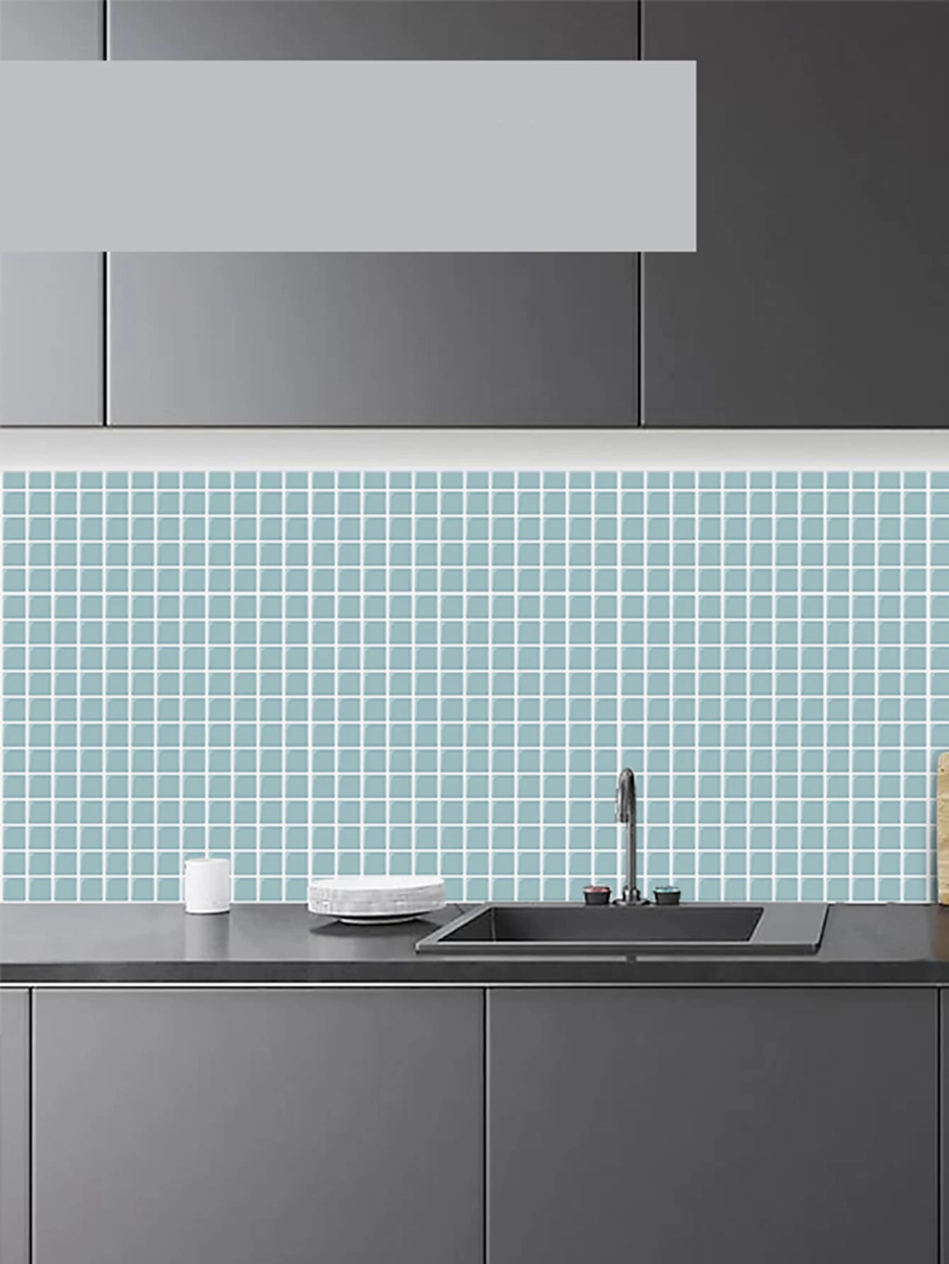 1 Pieza Adhesivo Autoadhesivo De Mosaico Impermeable Para Pared De Cocina - Celeste - Ver 1