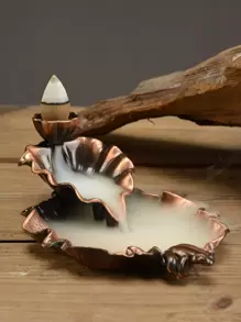 1 szt. Kreatywny japoński styl Zen Podwójna warstwa Kadzidełka, Miedziany Kolorowy Lotos Staw Żaba Kadzidło Backflow Burner, Unikalny Design Do Ciągłego Zapachu, Nadaje Się Do Medytacji, Jogi, Wystrój Domu