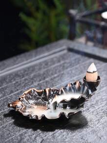 1 szt. Kreatywny japoński styl Zen Podwójna warstwa Kadzidełka, Miedziany Kolorowy Lotos Staw Żaba Kadzidło Backflow Burner, Unikalny Design Do Ciągłego Zapachu, Nadaje Się Do Medytacji, Jogi, Wystrój Domu