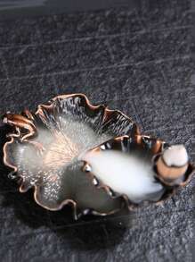 1 szt. Kreatywny japoński styl Zen Podwójna warstwa Kadzidełka, Miedziany Kolorowy Lotos Staw Żaba Kadzidło Backflow Burner, Unikalny Design Do Ciągłego Zapachu, Nadaje Się Do Medytacji, Jogi, Wystrój Domu