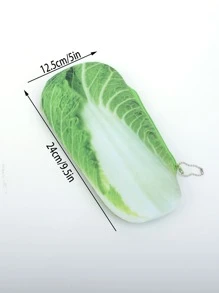1pc Creative Cabbage Shaped Pencil Case, 3d Simulation Vegetable Design Plush Big Capacity Stationery Storage Pouch For Students - Multicolor - View 3