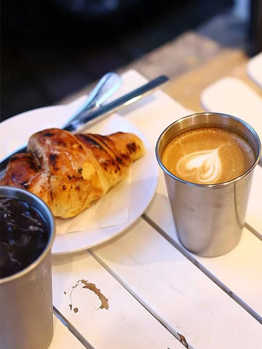 1 pieza Taza de acero inoxidable - Plateado - Ver 1