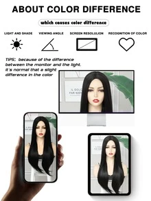 長款直筒人造假髮 - 黑色 - 查看 3