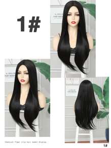 長款直筒人造假髮 - 黑色 - 查看 4