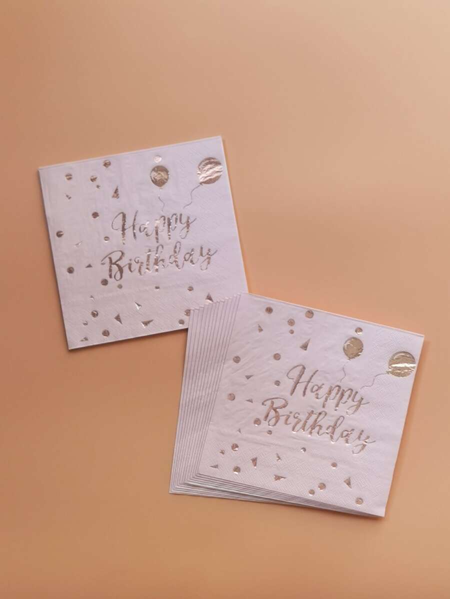 20pcs Metallic Slogan Graphic Disposable Napkin - Multicolor - View 1