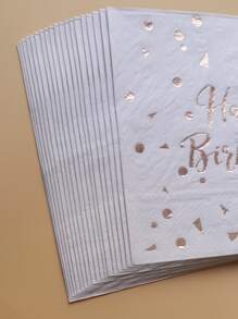 20pcs Metallic Slogan Graphic Disposable Napkin - Multicolor - View 3