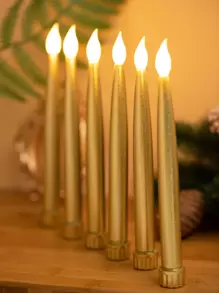 2pcs Gold-Plated Led Electronic Candle Light For Festival, Wedding, Party Decoration, Smokeless Candle Light - Yellow - View 6