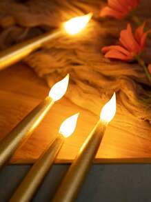 2pcs Gold-Plated Led Electronic Candle Light For Festival, Wedding, Party Decoration, Smokeless Candle Light - Yellow - View 7