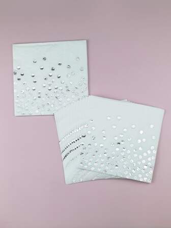 20片装金属圆点图案一次性餐巾，圣诞节