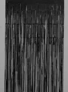 kumozawa 1 件黑色雨帘派对装饰毕业装饰流苏生日婚礼单身女性周年纪念装饰成人雨丝窗帘生日派对背景墙装饰流苏闪亮铝膜墙帘 - 黑色 - 查看 5