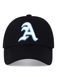 1頂男士哥德風字母刺繡鯨魚側面棒球帽，街頭潮流 - 黑色 - 查看 4