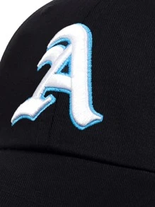 1頂男士哥德風字母刺繡鯨魚側面棒球帽，街頭潮流 - 黑色 - 查看 5