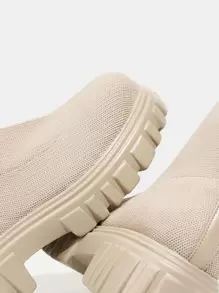 CUCCOO BASICS Women Shoes Fashion Minimalist Thick Sole Slip Lightweight Beige Sock Boots, Combat Boots Vacation Shoes Summer Back To School Shoes College Student Shoes Spring Shoes Spring Break Easter - Apricot - View 3