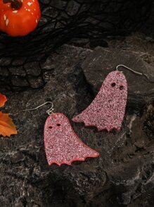 Halloween Ghost Drop Earrings - Pink - View 3