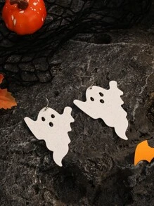Halloween Ghost Drop Earrings - White - View 1