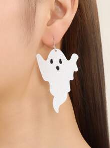 Halloween Ghost Drop Earrings - White - View 2