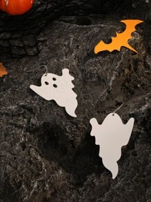 Halloween Ghost Drop Earrings - White - View 3