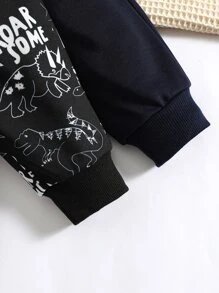 Đứa bé trai 2 Miếng Lá thư & In Khủng long Quần thể thao - Nhiều màu - Xem 4