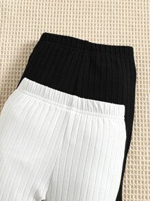 嬰兒2入組木耳邊喇叭褲 - 黑與白 - 查看 3