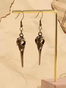 ROMWE Academia 暗黑學院風動物骷髏耳墜 - 古銅色 - 查看 1