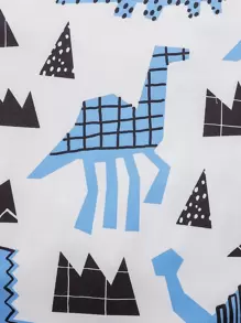 男嬰3入組條紋圖案和卡通恐龍連體衣