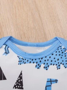 男嬰3入組條紋圖案和卡通恐龍連體衣