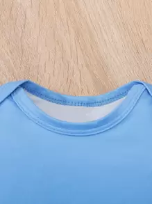 男嬰3入組條紋圖案和卡通恐龍連體衣