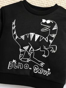Baby Boy Dinosaur Print Sweatshirt & Joggers - Black - View 3