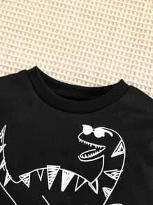 Baby Boy Dinosaur Print Sweatshirt & Joggers - Black - View 4