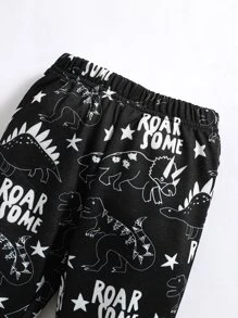Baby Boy Dinosaur Print Sweatshirt & Joggers - Black - View 6