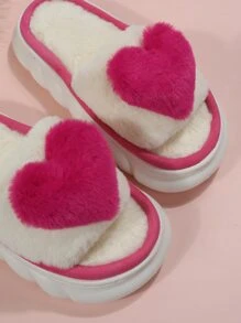 Damskie grube podeszwy, urocze, serduszkowe, modne kapcie na walentynki - Wyrazisty róż - Zobacz 6