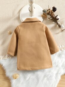 嬰兒雙排釦褶皺彼得潘領外套 - 駝色 - 查看 2