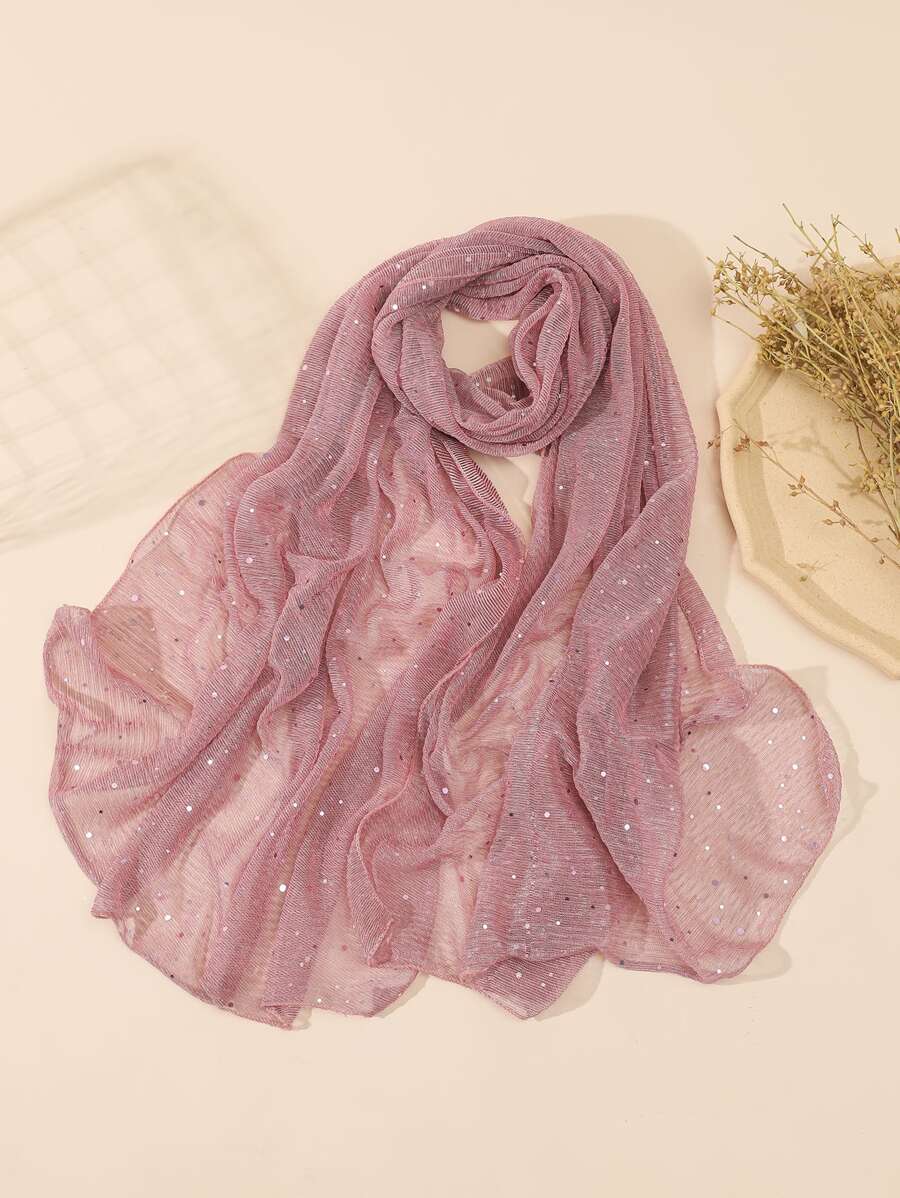 1pc Women's All Season Solid Color Sparking Scarf Suitable For Party And Everyday Use In Autumn And Winter - Pink - View 1