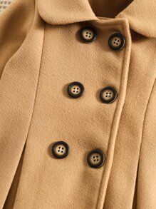 嬰兒雙排釦褶皺彼得潘領外套 - 駝色 - 查看 4