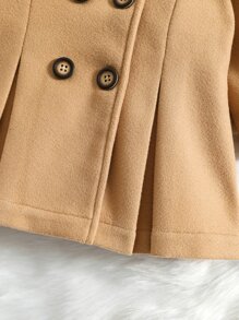 嬰兒雙排釦褶皺彼得潘領外套 - 駝色 - 查看 6