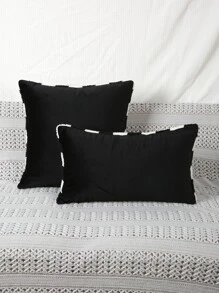 1pc Two Tone Cushion Cover Without Filler, Simple Throw Pillow Case, For Sofa, Living Room