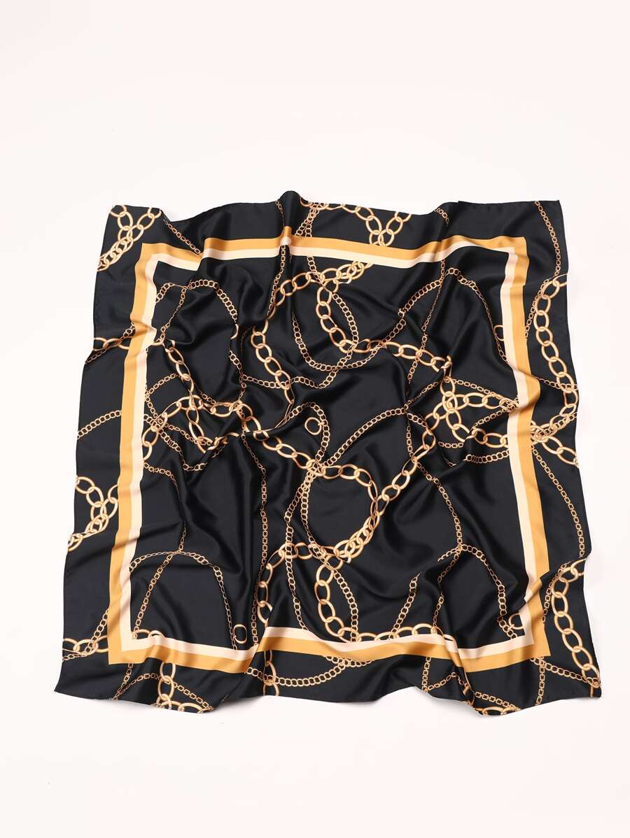1pc Allover Chain Print Bandana square scarf - Multicolor - View 1