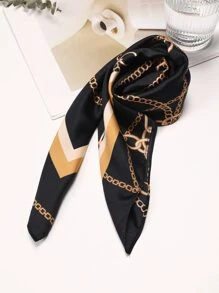 1pc Allover Chain Print Bandana square scarf - Multicolor - View 7
